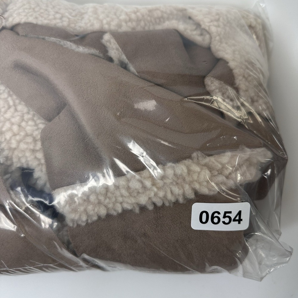 Elan Womens Vest Vegan Suede Sherpa One Size‎ S M L Tan Ivory - Picture 16 of 16